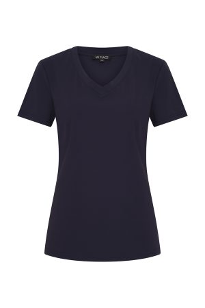 Donkerblauwe Megan top in zachte travelkwaliteit, 202080